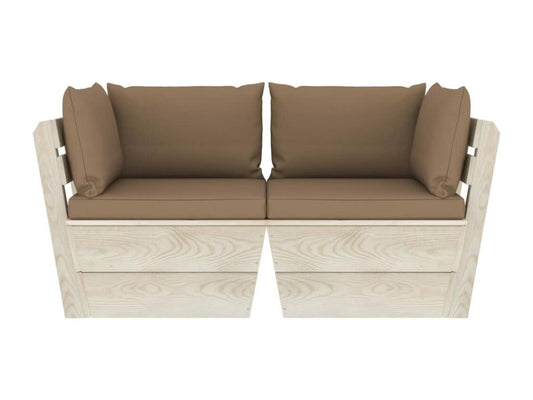 Canapé palette à 2 places de jardin avec coussins Bois d'épicéa