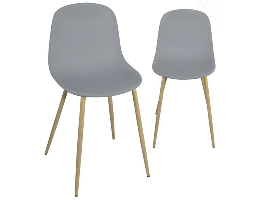 Lot 2 chaises de cuisine design pieds métal ton bois clair YENI gris HPTH80259