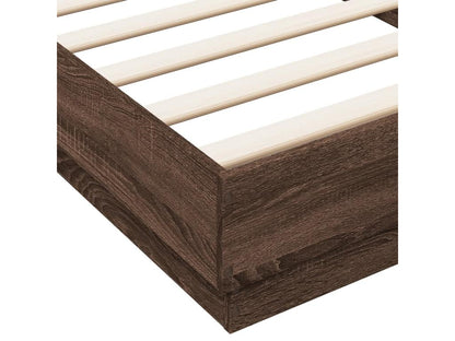 Cadre de lit avec Laviecasaères LED chêne marron 90x200 cm JMKS07599