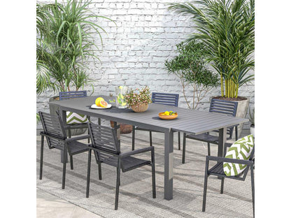 Table de jardin extensible 6-8 personnes dim- 180/240L x 94l x 73H cm alu gris DWOE07574