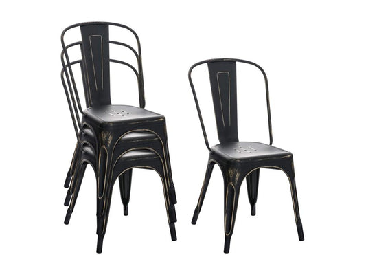 Chaise de bistrot - Métal / Métal - Noir-Or - Chicyla AHGY07618