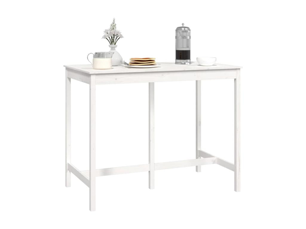 Table de bar Blanc 140x80x110 cm Bois massif de pin RCES90315