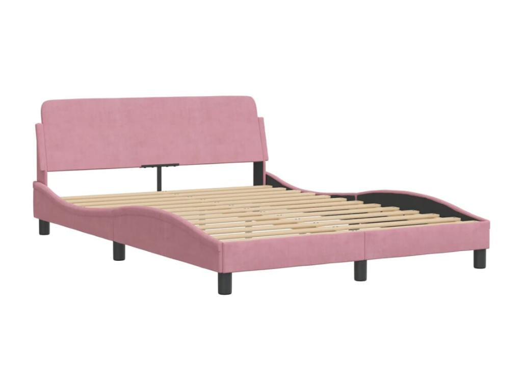 Lit avec matelas rose 140x200 cm velours AXGA16679