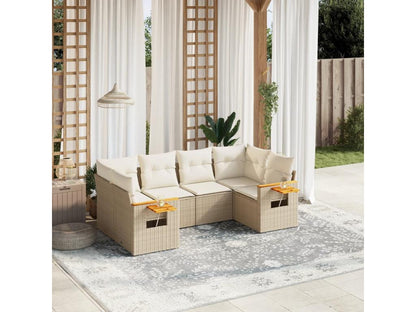 Salon de jardin avec coussins 6 pcs beige résine tressée BVTR08031