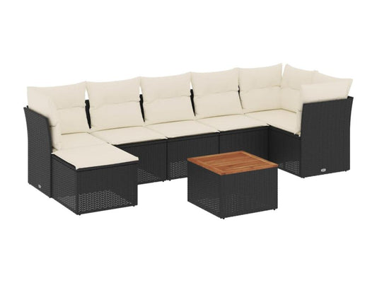 Salon de jardin 8 pièces avec coussins noir résine tressée QLMZ43920