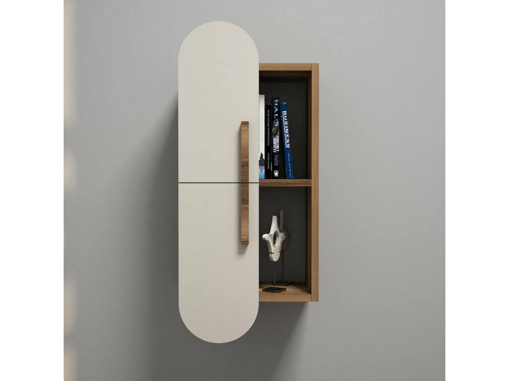 murale Chicyla Étagère Tablette murale Rayonnage polyvalent 35x22 h60 cm Noyer et Crème BIYN62853