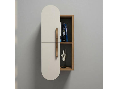 murale Chicyla Étagère Tablette murale Rayonnage polyvalent 35x22 h60 cm Noyer et Crème BIYN62853