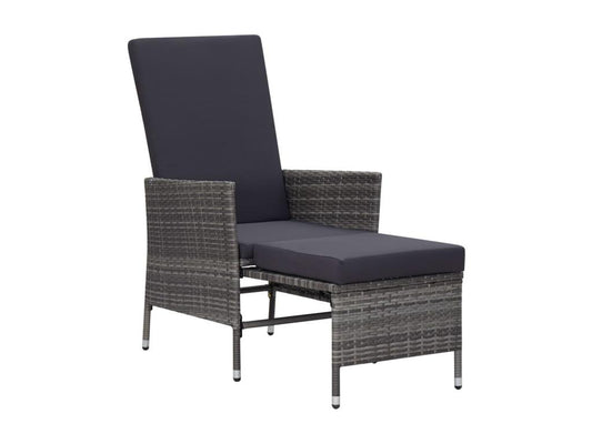 Chaise inclinable de jardin avec coussins Résine tressée Gris JXBB56164