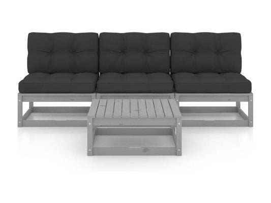 Salon de jardin 4 pcs avec coussins Bois de pin massif XURG31757