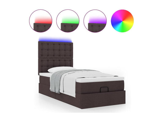 Cadre de lit ottoman avec matelas marron foncé 80x200 cm tissu NIIU50432