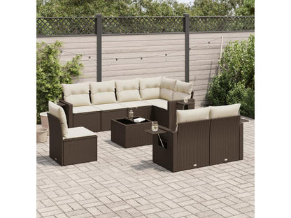 Salon de jardin avec coussins 9 pièces marron résine tressée TKGN34268