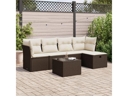 Salon de jardin avec coussins 6 pcs marron résine tressée XEFZ86649