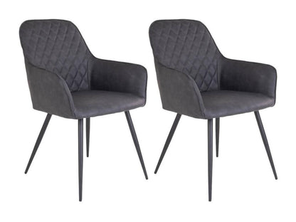 Chicyla - Lot de 2 Fauteuils Simili Gris et Piétement Acier Noir BDPZ59412