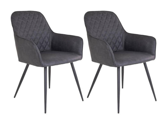 Chicyla - Lot de 2 Fauteuils Simili Gris et Piétement Acier Noir BDPZ59412