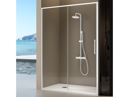 Paroi de douche fixe porte coulissante Chicyla blanc mat 160-162,6 cm XRJB85041