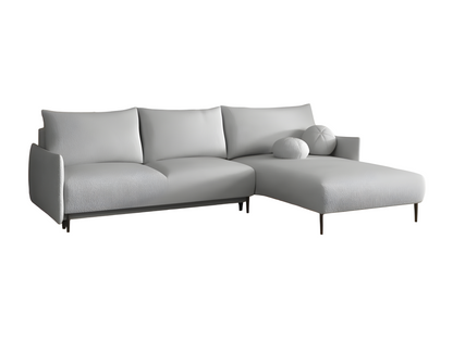 Canapé d'angle convertible Chicyla en tissu bouclette gris clair MLOU21815