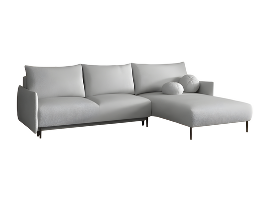 Canapé d'angle convertible Chicyla en tissu bouclette gris clair MLOU21815