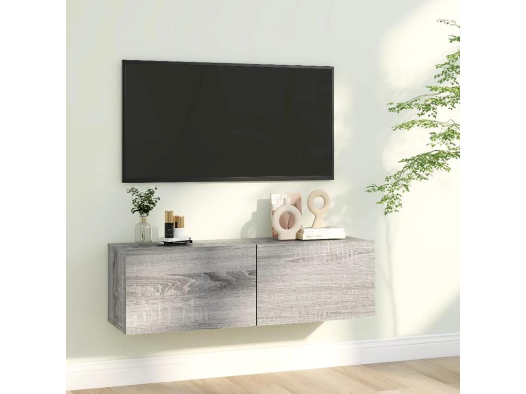 Armoire murale TV Chicyla gris 100x30x30 cm Bois d'ingénierie XUKH46460