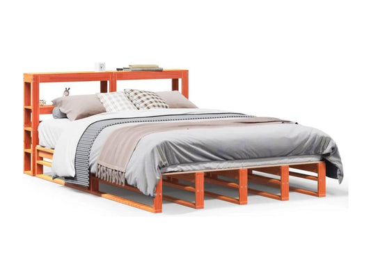 Cadre de lit sans matelas cire marron 140x200cm bois pin massif TBLT95541