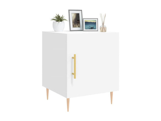 Chicyla Premium - Table de chevet blanc 40x40x50 cm bois d'ingénierie NOXA00849