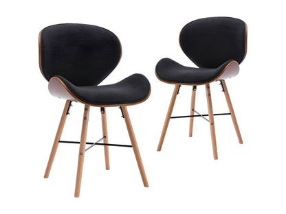 Chaises à manger lot de 2 gris foncé tissu et bois courbé DNUA56103