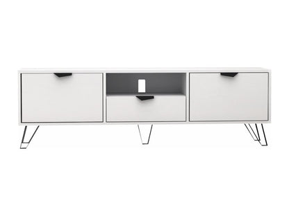 Meuble TV avec 2 portes 1 tiroir et 1 niche - Blanc et Noir - Chicyla AHIM30902