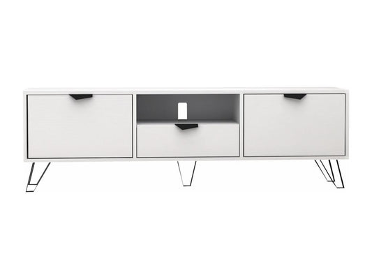Meuble TV avec 2 portes 1 tiroir et 1 niche - Blanc et Noir - Chicyla AHIM30902