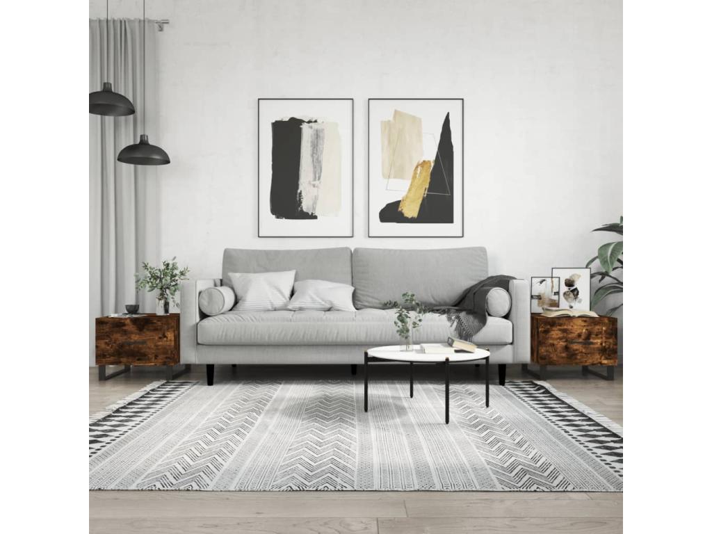 Tables basses 2 pièces chêne fumé 50x50x40 cm bois d'ingénierie KTBS65407