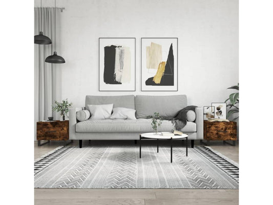 Tables basses 2 pièces chêne fumé 50x50x40 cm bois d'ingénierie KTBS65407