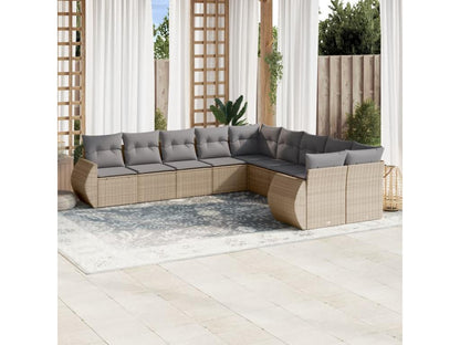 Salon de jardin avec coussins 10 pcs beige résine tressée MPVH68013