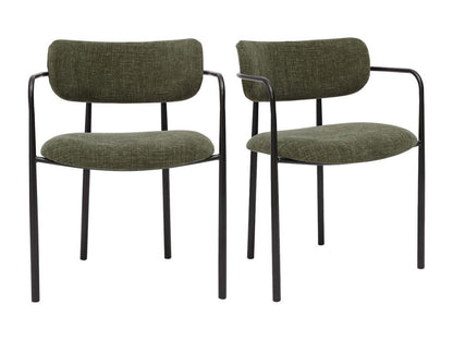 Chaises en tissu effet velours texturé vert kaki et métal noir lot de 2 SWIFT IAAZ90535
