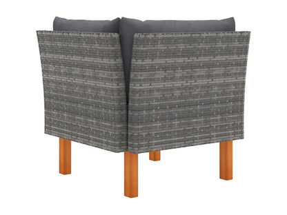 Salon de jardin 3pcs Résine tressée et bois d'eucalyptus massif MXZT15838