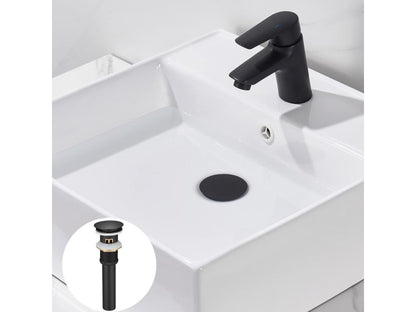 Chicyla max Bonde de Lavabo avec Trop Plein Bonde de Lavabo Pop Up Valve Bonde de Lavabo avec Panier à Crépine pour Salle de Bain Noir LYXF50408