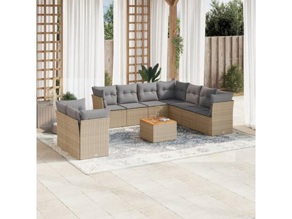 Salon de jardin avec coussins 10 pièces beige résine tressée ZWWH14569