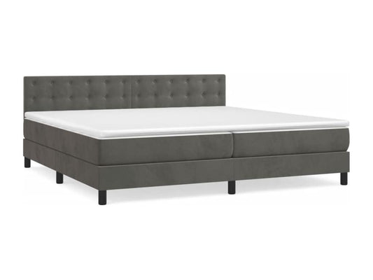 Lit à sommier tapissier et matelas Gris foncé 200x200cm Velours KWHV63413