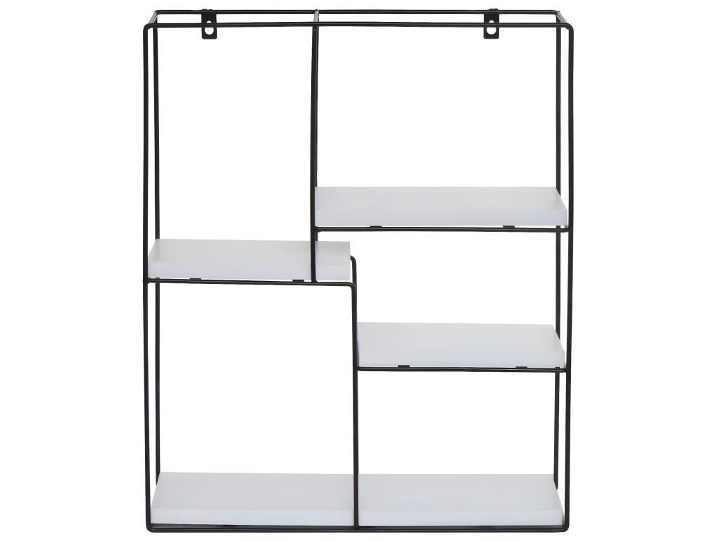 Étagère murale Chicyla-K76 - Étagère suspendue Étagère flottante - 4 étagères Métal massif-bois industriel 51x40x11cm - blanc QYIT24061