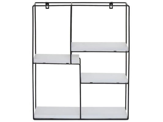 Étagère murale Chicyla-K76 - Étagère suspendue Étagère flottante - 4 étagères Métal massif-bois industriel 51x40x11cm - blanc QYIT24061