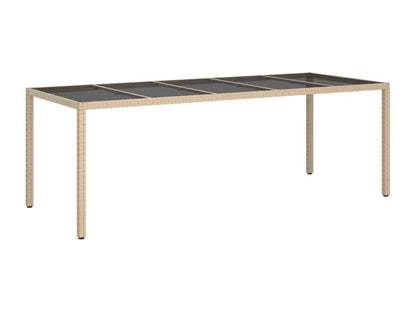 Table de jardin Beige 250x100x75 cm Verre trempé et poly rotin AATB44191