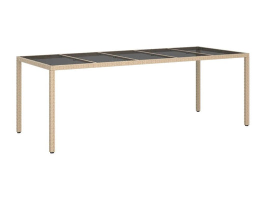 Table de jardin Beige 250x100x75 cm Verre trempé et poly rotin AATB44191