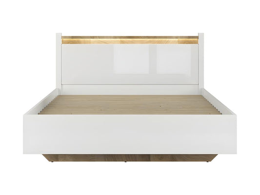 Lit 160x200 avec LED Chicyla Blanc laqué et Bois FKNQ57507