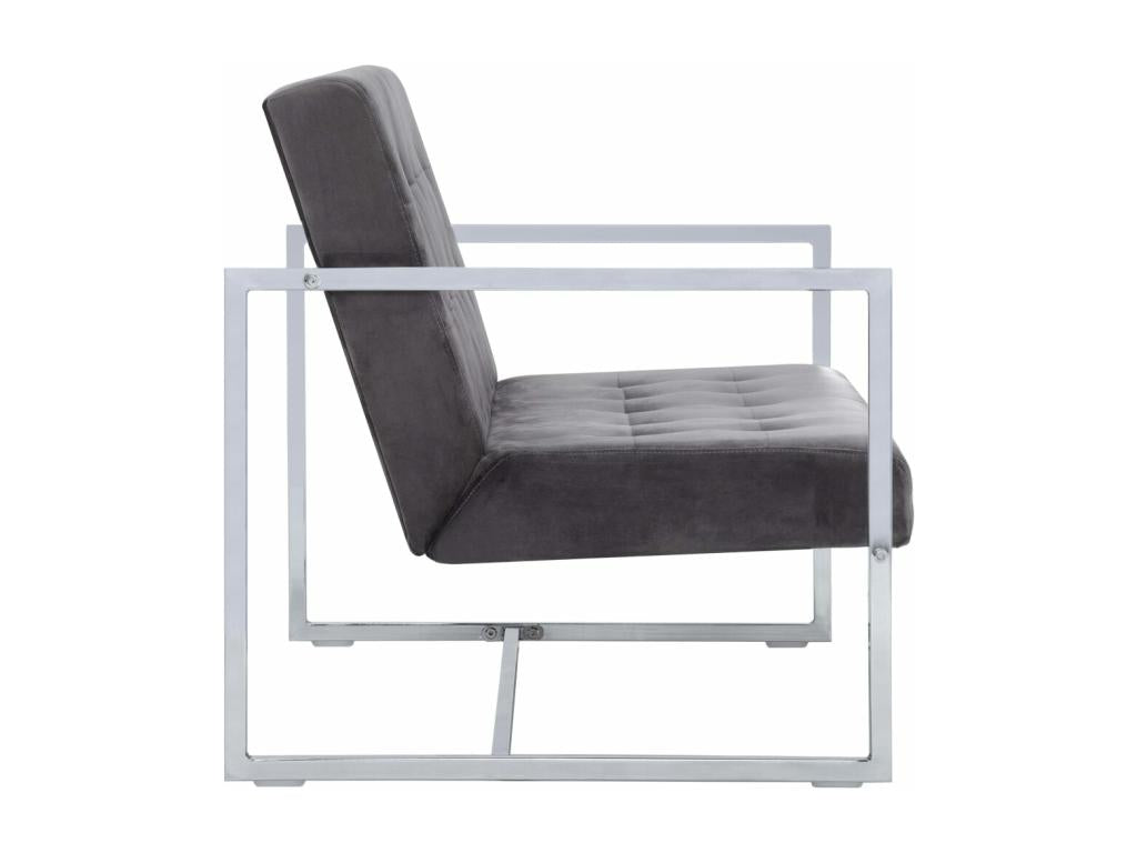 Canapé 2 places avec accoudoirs Gris foncé Chicyla et velours OTOI30453