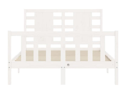 Cadre de lit avec tête de lit blanc petit double bois massif ATBG20408