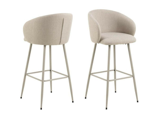 Tabourets de bar avec accoudoirs en tissu beige lot de 2 - Chicyla CMEX26120