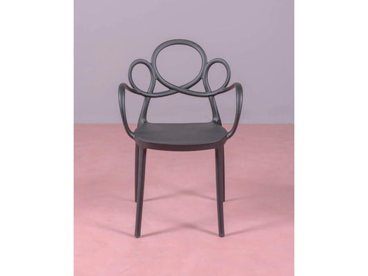 Lot de 4 chaises design avec accoudoirs et table pour le jardin - Dream - Noir YPYW12765