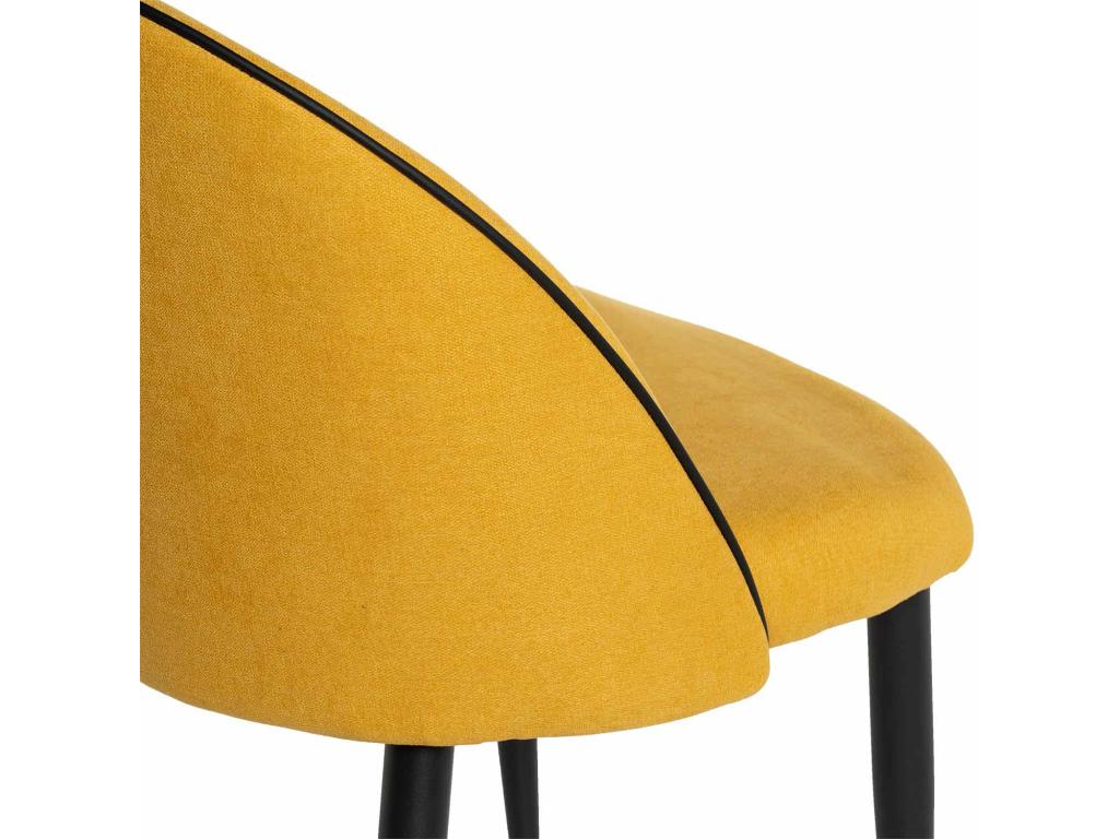 Chaise en velours confortable avec pieds en métal noir Chicyla – Style moderne-Couleur Jaune moutarde EIOR90087