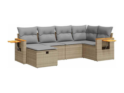 Salon de jardin avec coussins 6 pièces beige résine tressée GTOZ18499