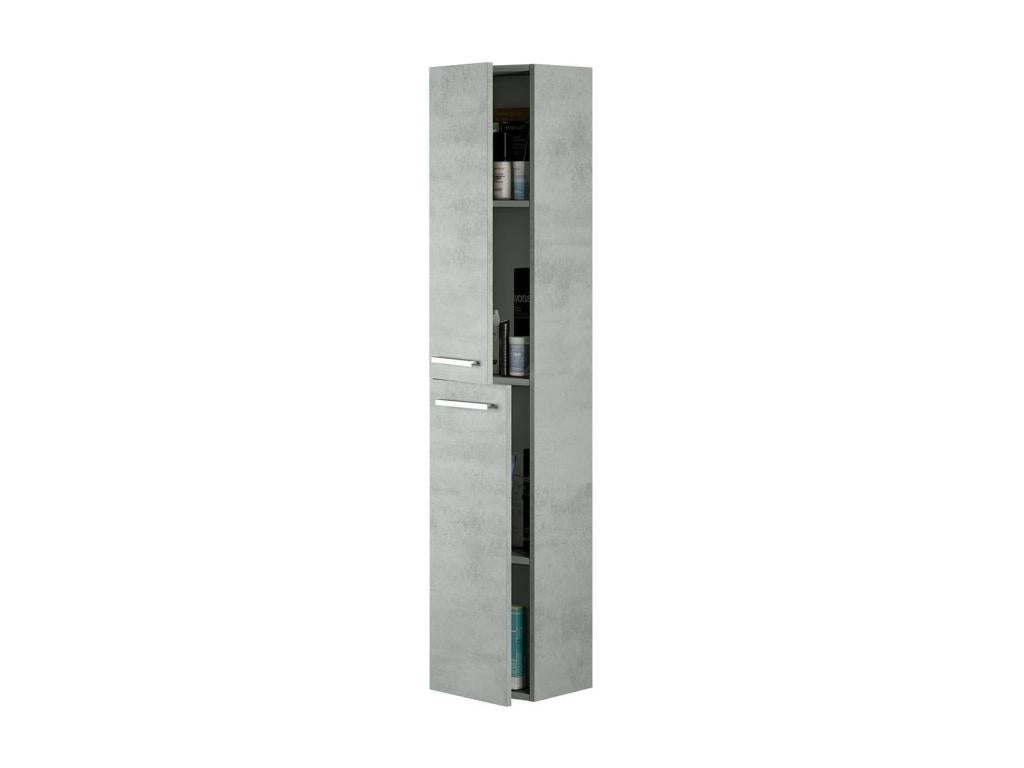 Colonne de salle de bain Chicyla Armoire colonne de salle de bain avec 2 portes Armoire murale suspendue avec 2 étagères 30x25h150 cm Gris béton QXHB51477