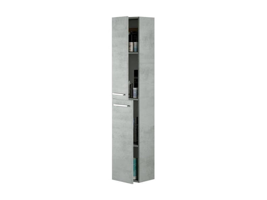 Colonne de salle de bain Chicyla Armoire colonne de salle de bain avec 2 portes Armoire murale suspendue avec 2 étagères 30x25h150 cm Gris béton QXHB51477