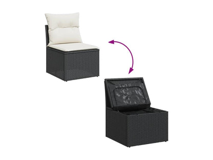 Salon de jardin 11 pcs avec coussins noir résine tressée MMQH99764