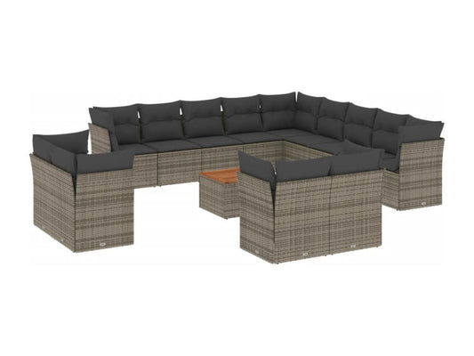 Salon de jardin avec coussins 14 pcs gris résine tressée UMDG17152